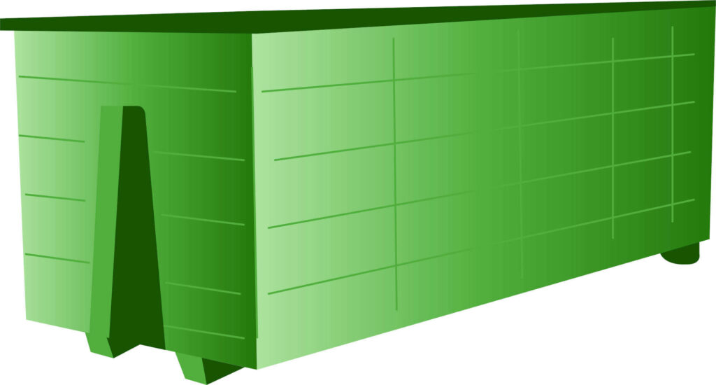 Abstrahierte Grafik eines grünen Abrollcontainers