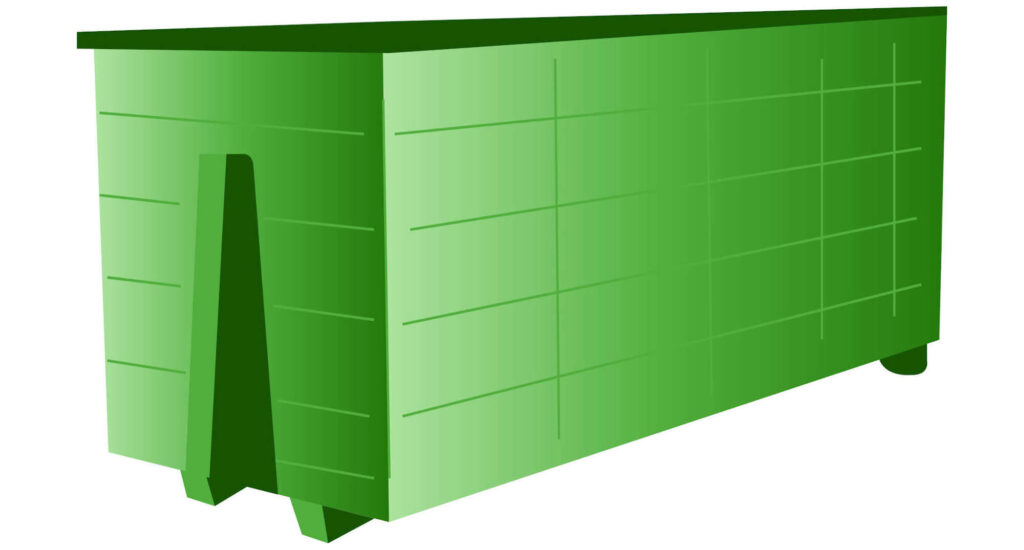 Abstrahierte Grafik eines grünen Abrollcontainers