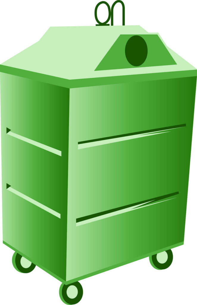 Abstrahierte Grafik eines grünen Altglascontainers