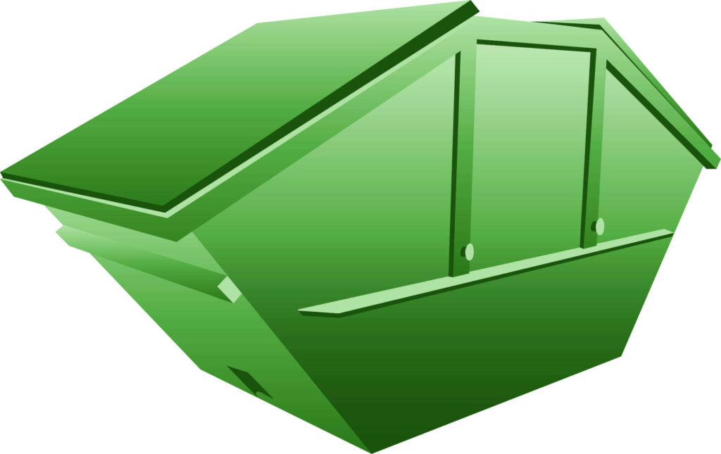 Abstrahierte Grafik eines grünen Deckelcontainers
