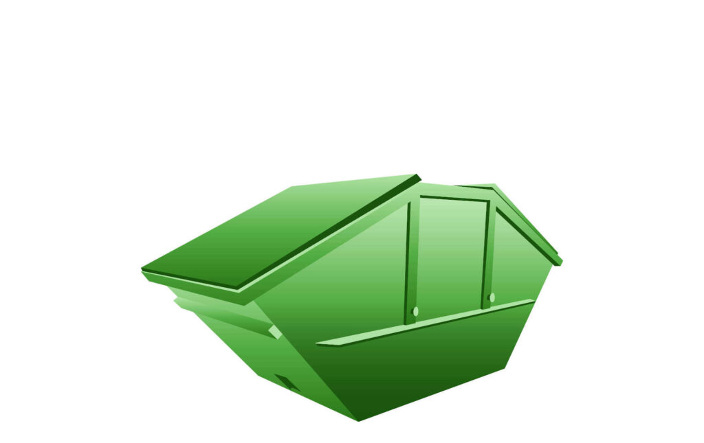 Abstrahierte Grafik eines grünen Deckelcontainers