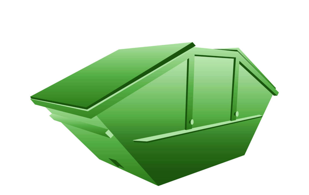 Abstrahierte Grafik eines grünen Deckelcontainers