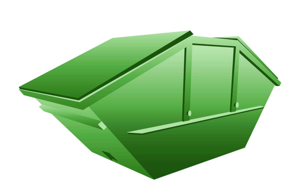 Abstrahierte Grafik eines grünen Deckelcontainers